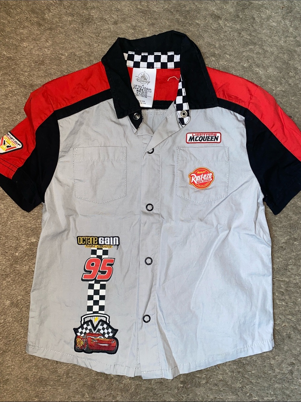 Disney Lightning McQueen Button-Down Shirt - Gray, Red & Black